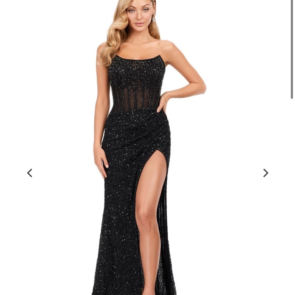 Ashley Lauren Sophisticated Black Sequin Prom Dress size 4